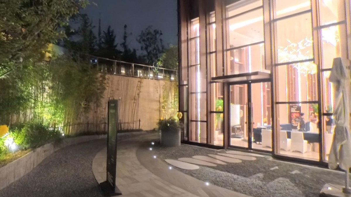 室外候选 B：树木和照明构成较复杂的背景